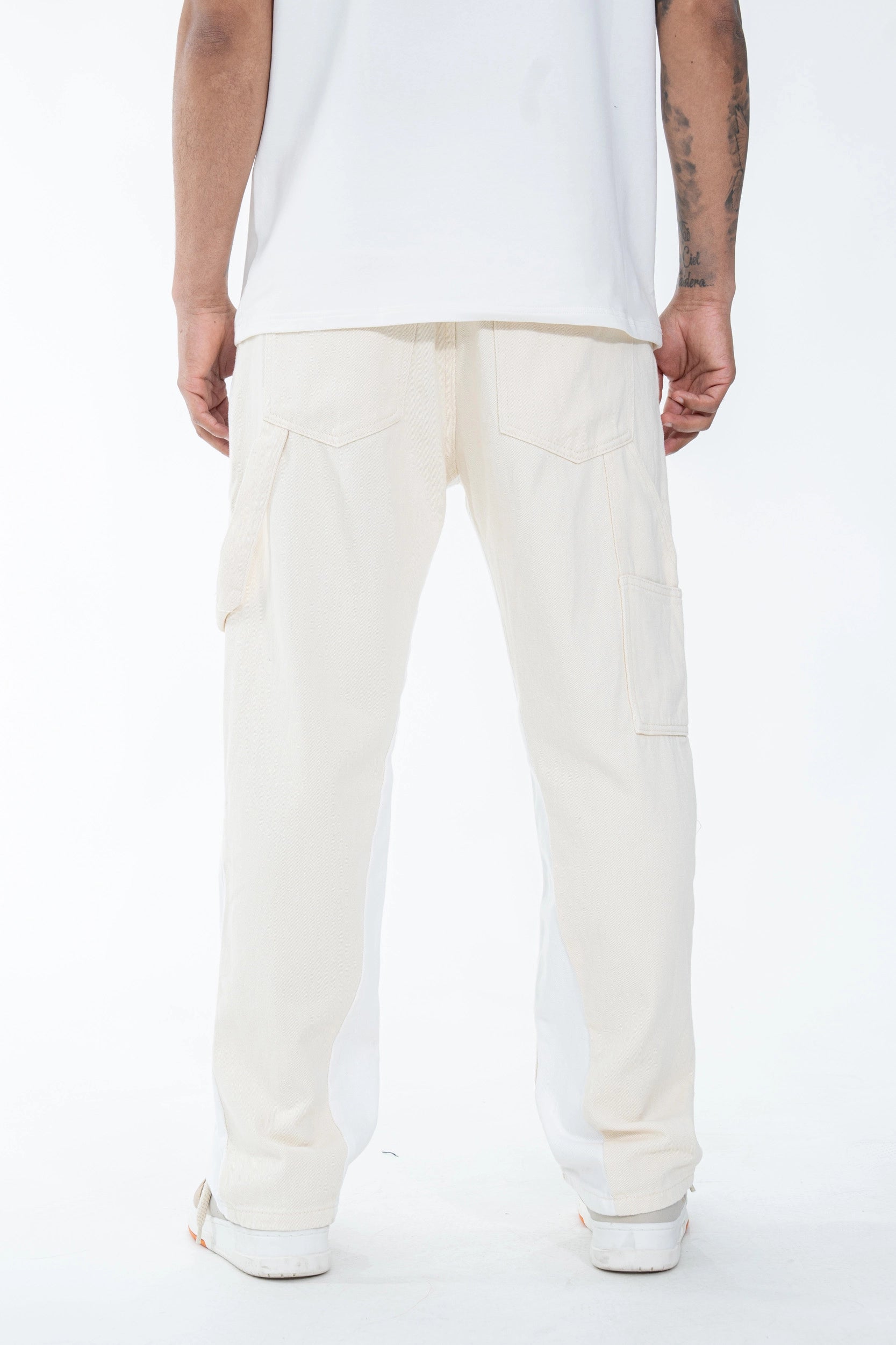 Two-tone trousers with contrasting panels
