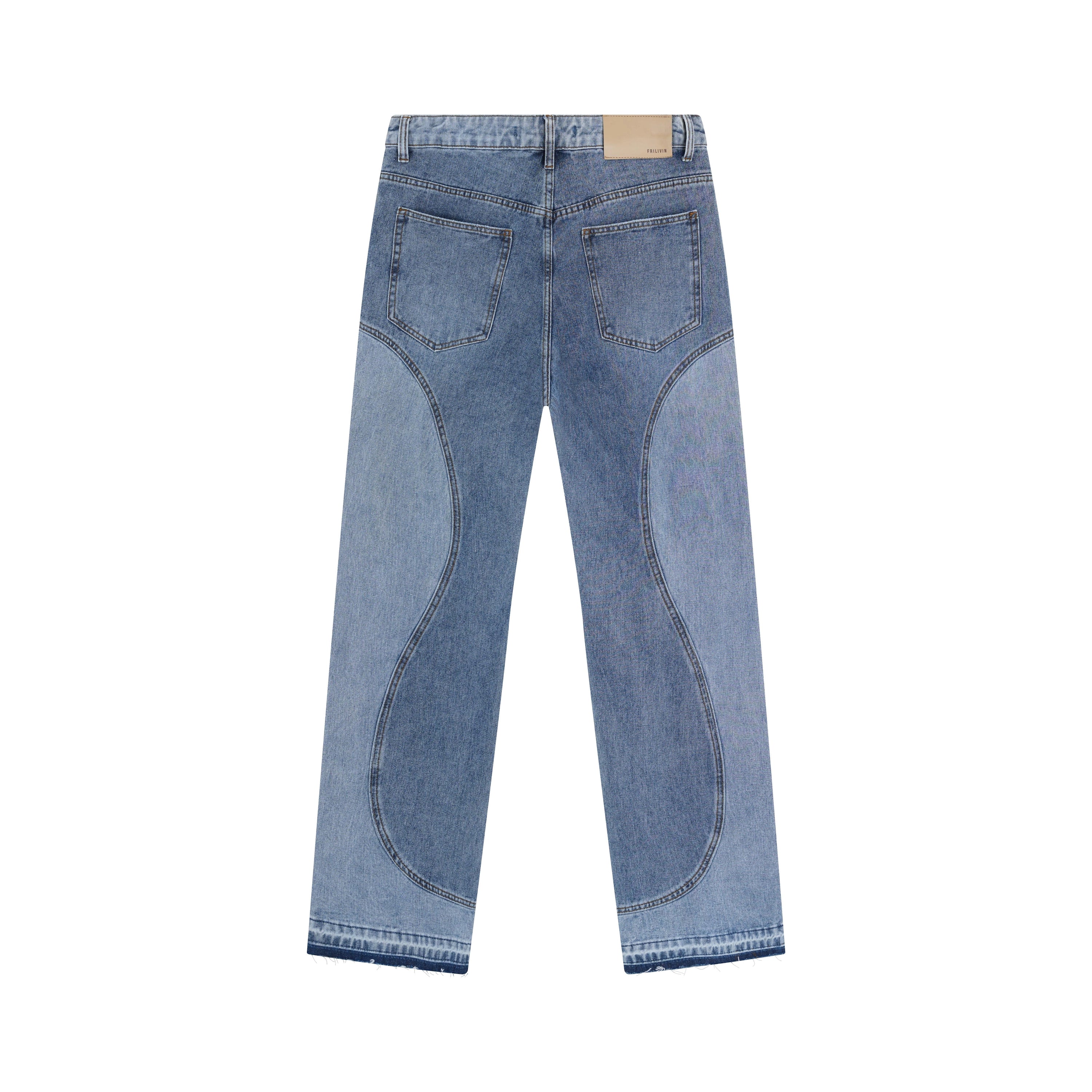 Pantalon bi couleur en jean coupe large Frilivin