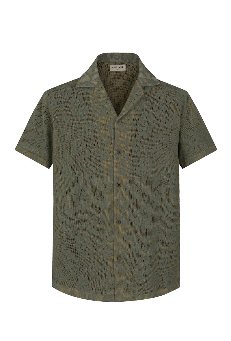 Chemise à manches courtes avec motif ton sur ton - Frilivin