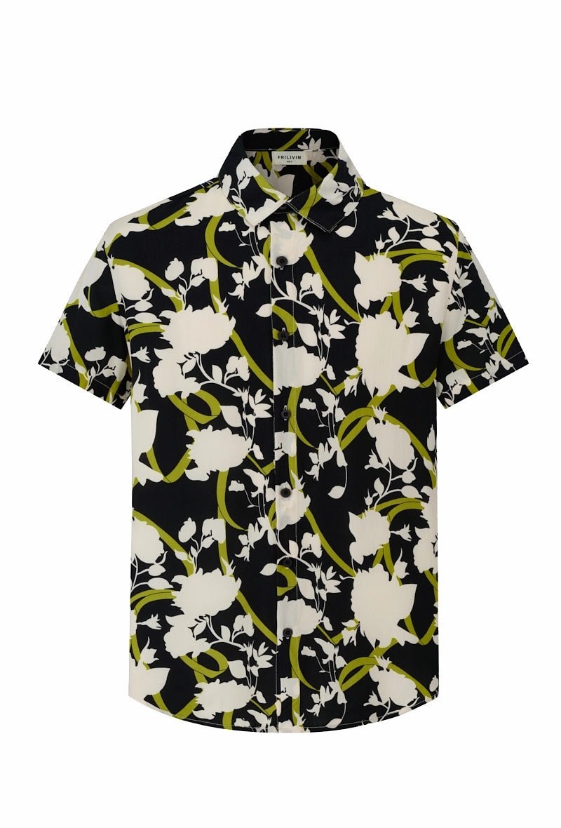 Chemise à manches courtes avec un motif floral abstrait - Frilivin