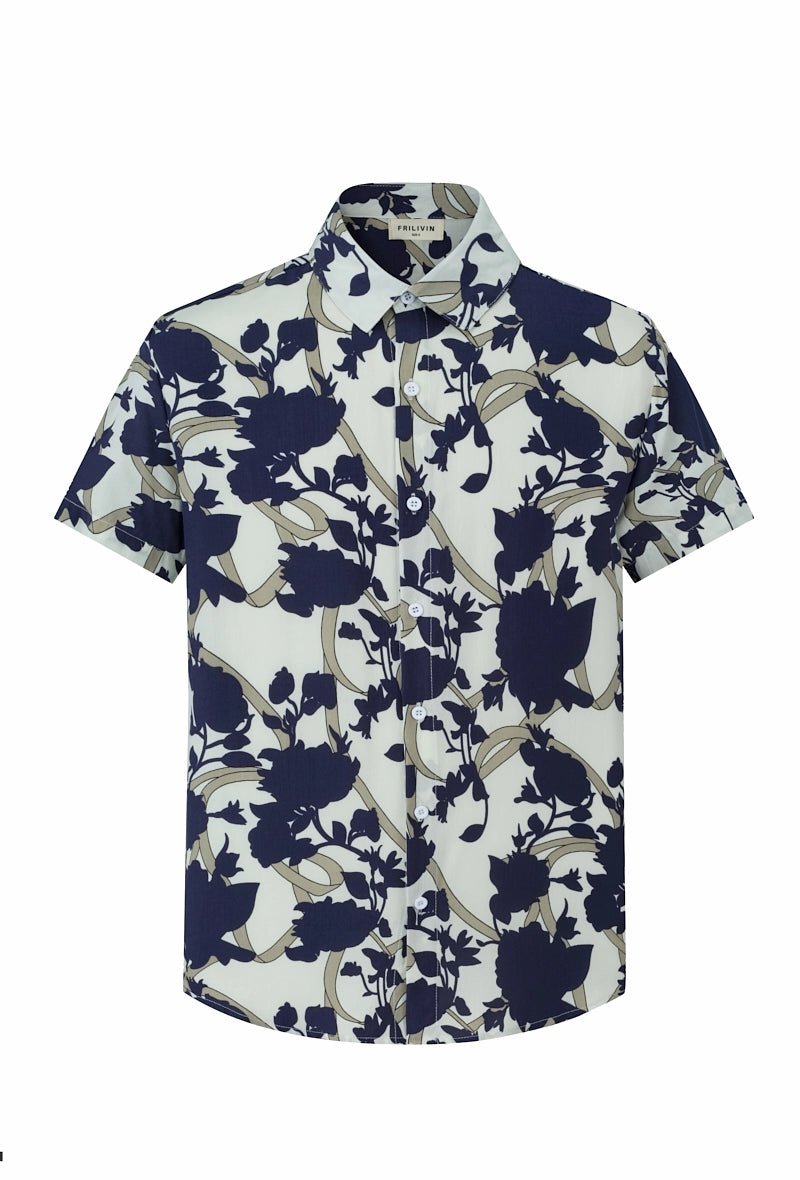 Chemise à manches courtes avec un motif floral abstrait - Frilivin