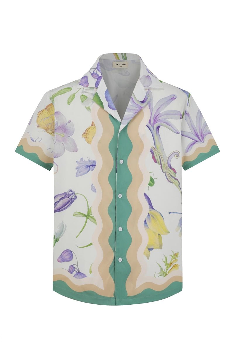 Chemise chic avec des motifs botaniques - Frilivin