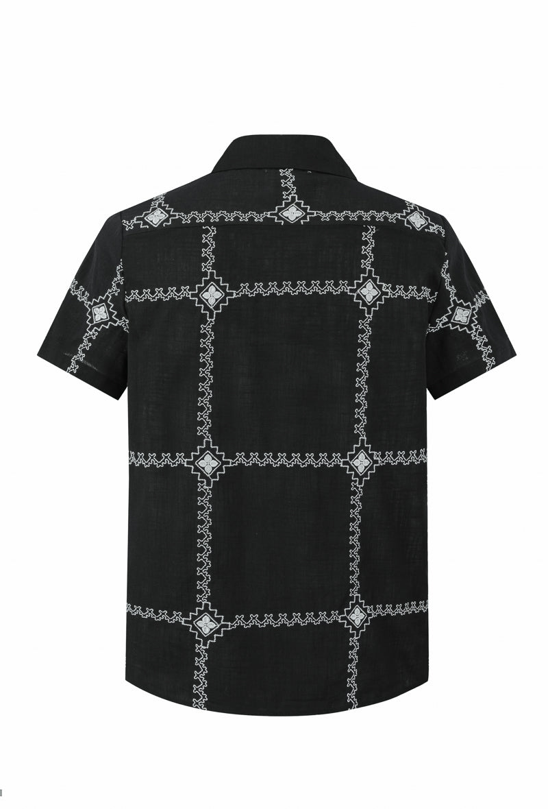 Chemise manches courtes à broderie - Frilivin