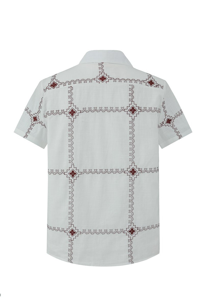 Chemise manches courtes à broderie - Frilivin