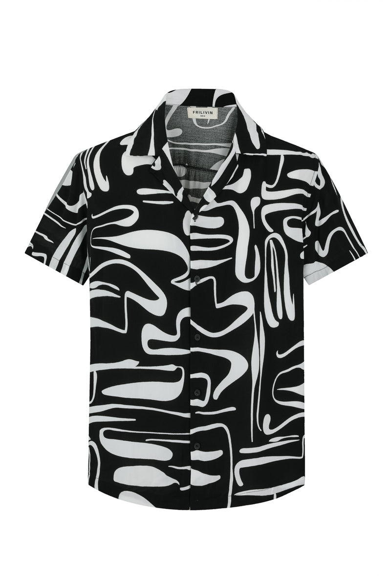 Chemise manches courtes à motifs abstrait - Frilivin