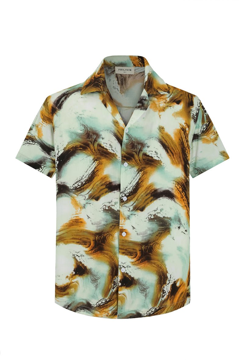 Chemise manches courtes à motifs abstrait - Frilivin