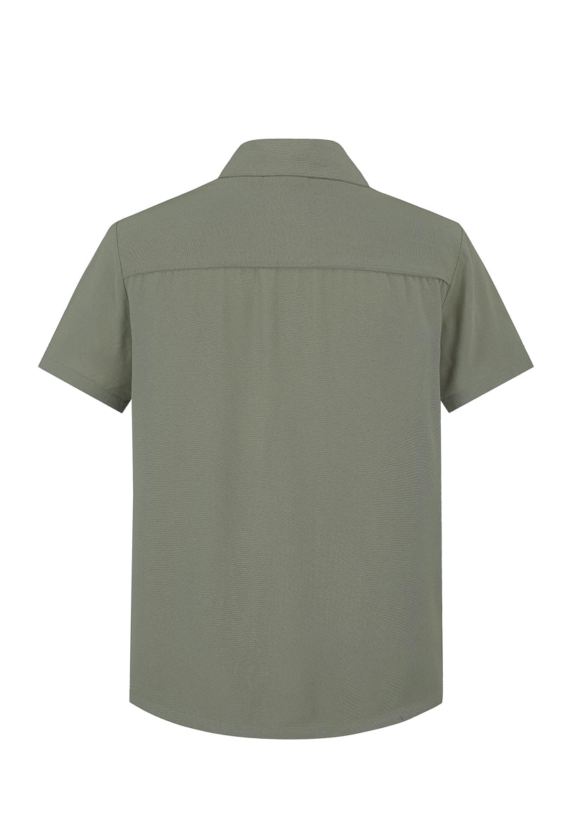 Chemise unie manches courtes - Frilivin