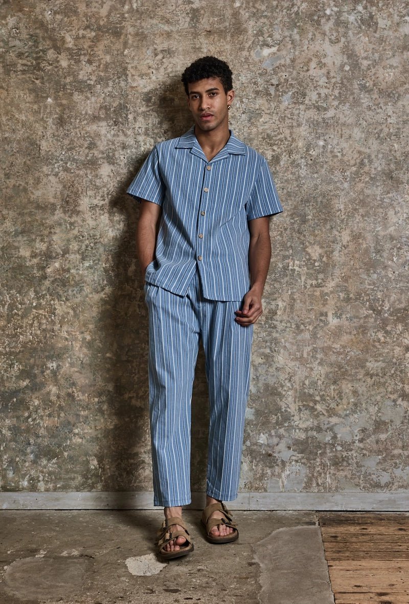 Pyjama Court Homme 100% Coton - T-shirt Manches Courtes Et Pantalon à Carreaux - Ensemble Confortable été