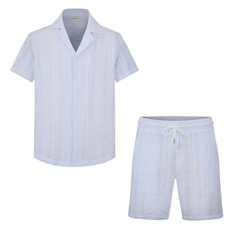 Ensemble à rayures chemise manches courtes short - Frilivin