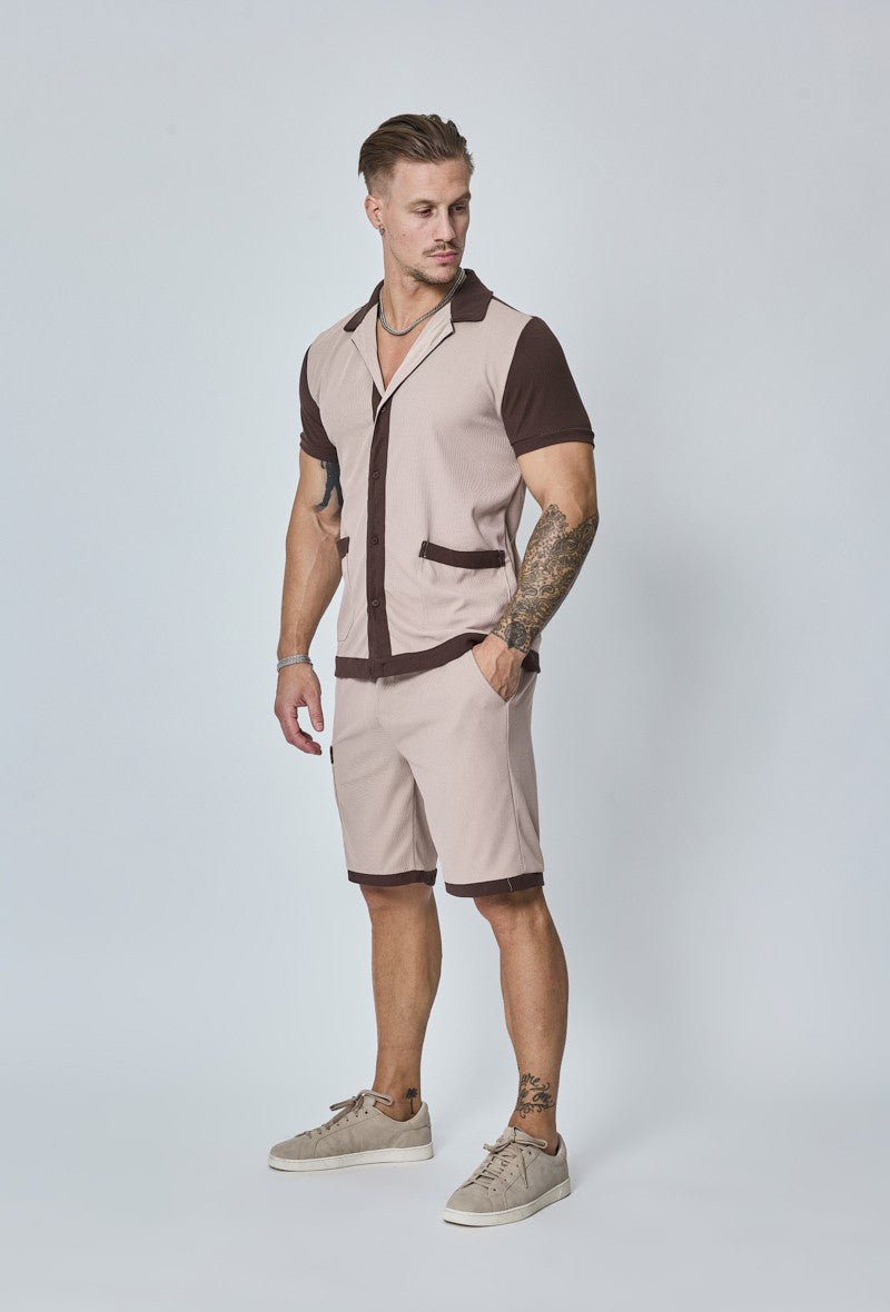 Ensemble chemise et short piqué color block - Frilivin