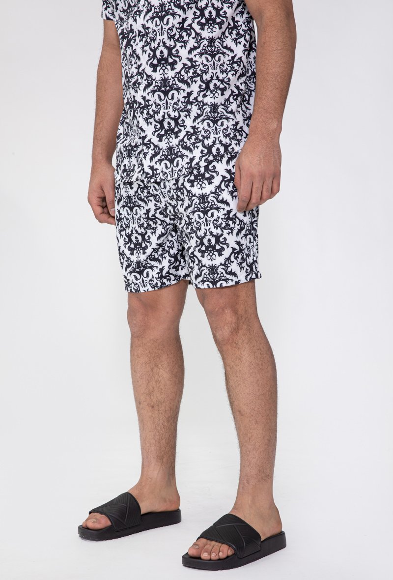 Ensemble chemise manches courtes et short à motif baroque - Frilivin