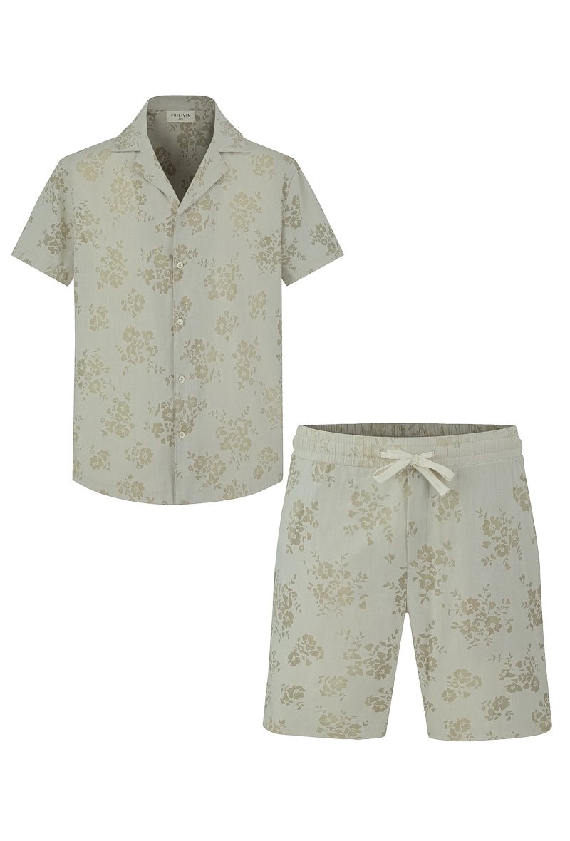 Ensemble chemise manches courtes short fleuris - Frilivin