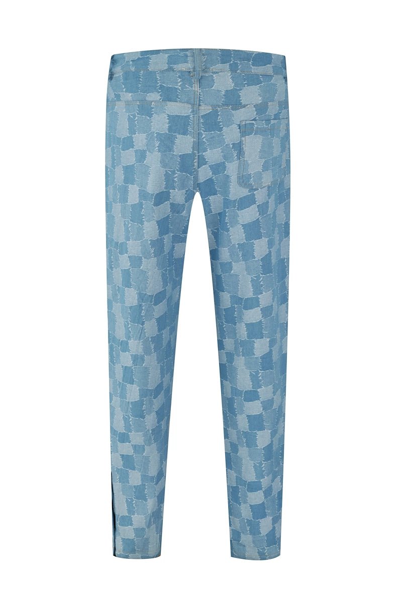 Ensemble chemise pantalon assorti avec un motif de carrés - Frilivin