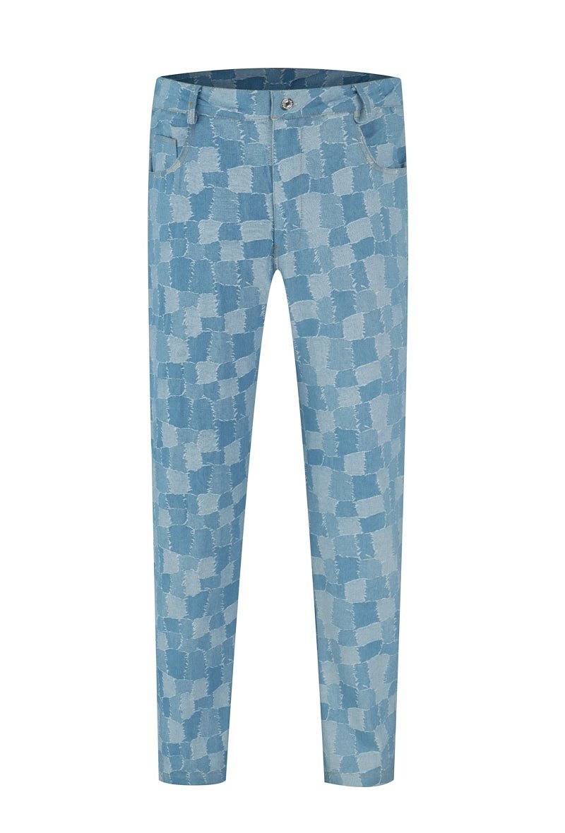 Ensemble chemise pantalon assorti avec un motif de carrés - Frilivin