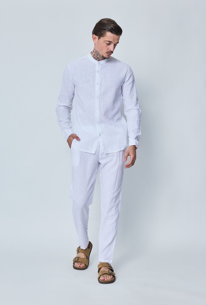 Ensemble chemise pantalon décontractée effet lin - Frilivin