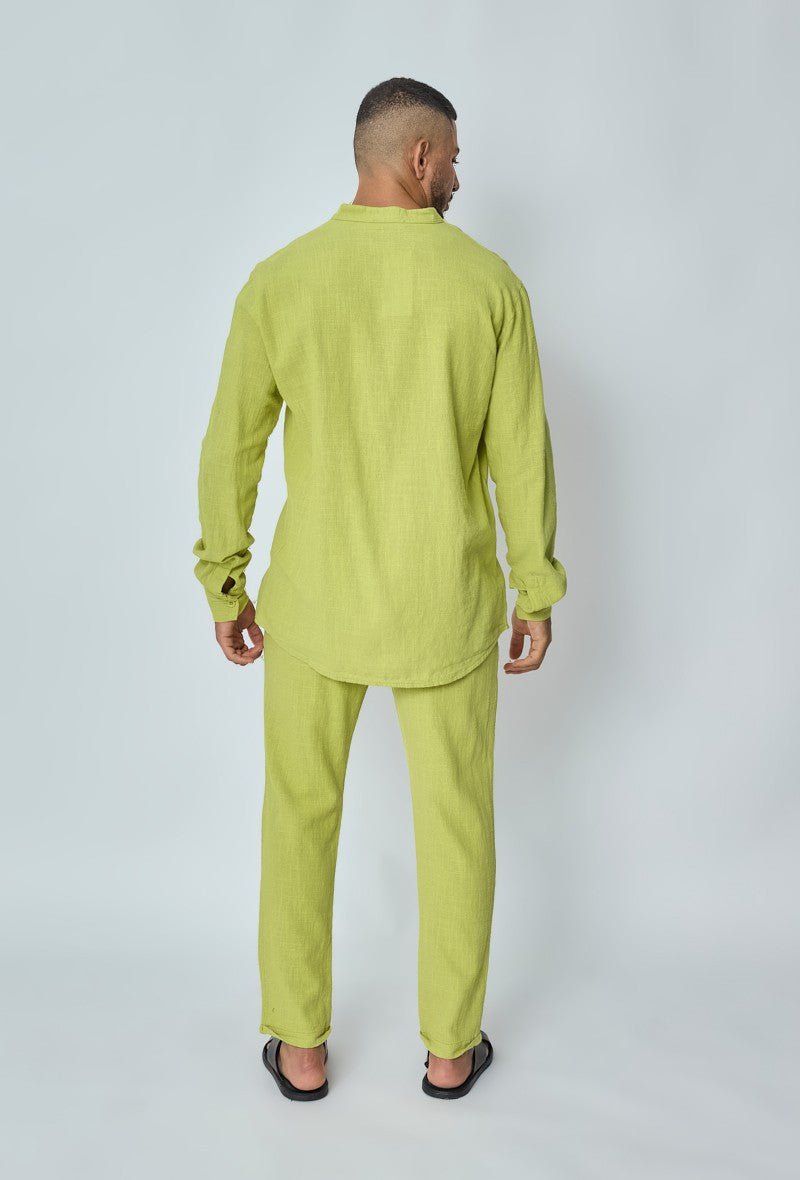 Ensemble chemise pantalon décontractée effet lin - Frilivin