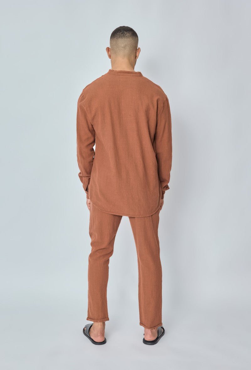 Ensemble chemise pantalon décontractée effet lin - Frilivin