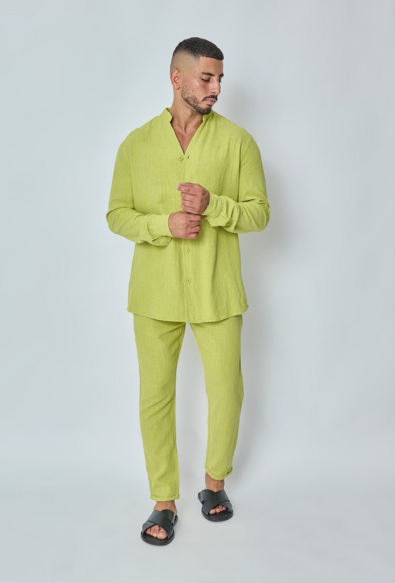 Ensemble chemise pantalon décontractée effet lin - Frilivin