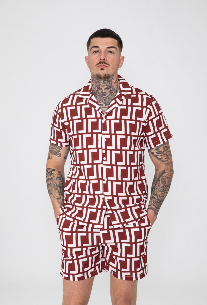 Ensemble chemise short à motif graphique - Frilivin