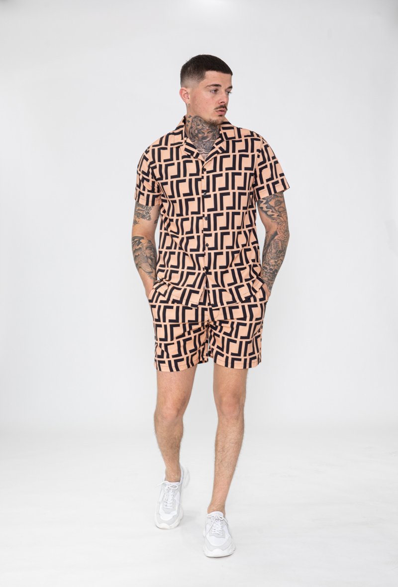 Ensemble chemise short à motif graphique - Frilivin