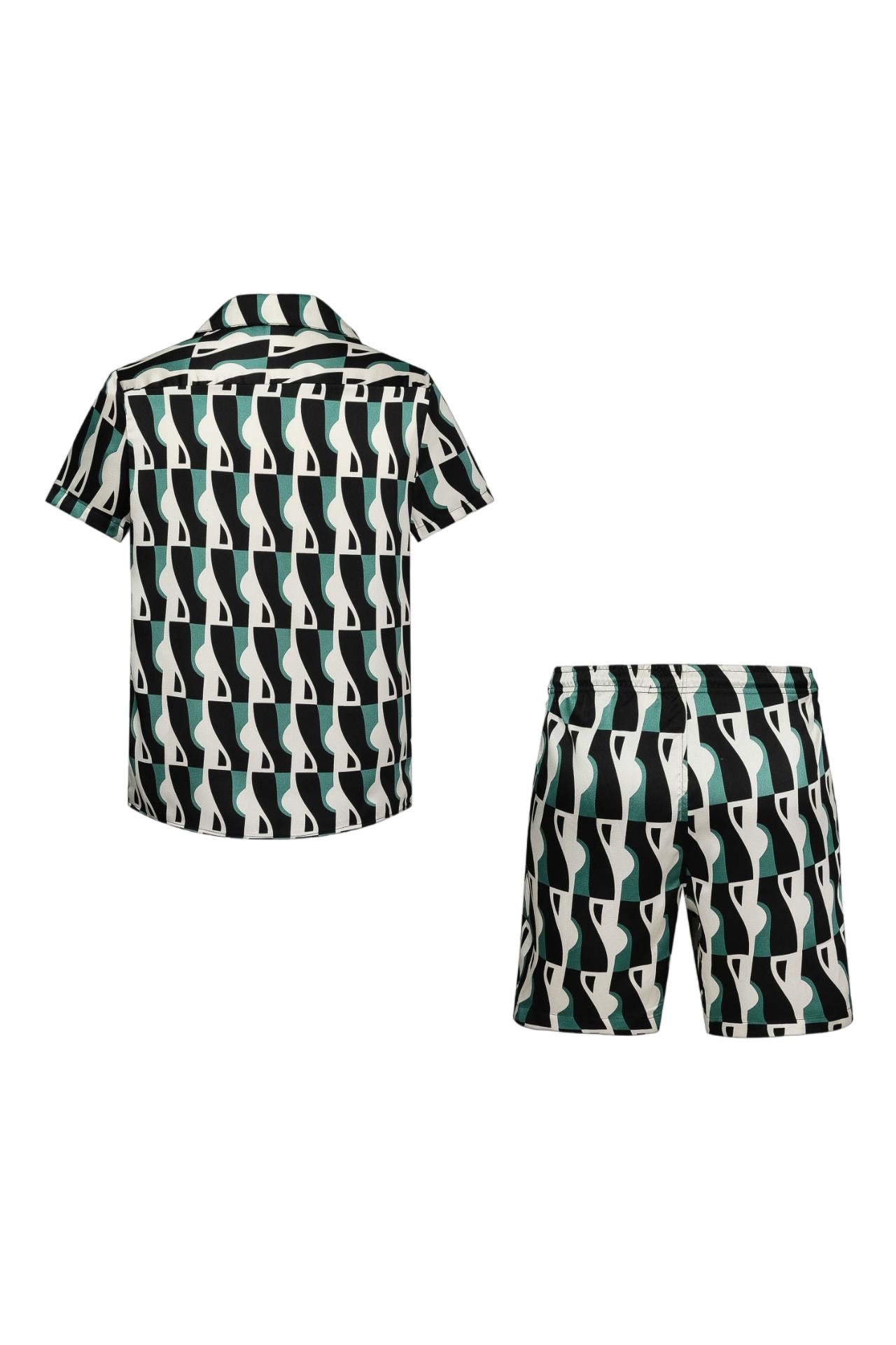 Ensemble chemise short à motifs abstrait - Frilivin