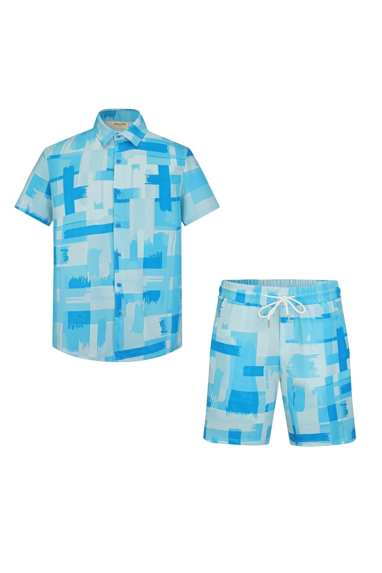 Ensemble chemise short à motifs abstrait - Frilivin