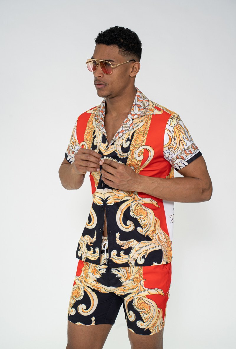Ensemble chemise short à motifs baroque - Frilivin