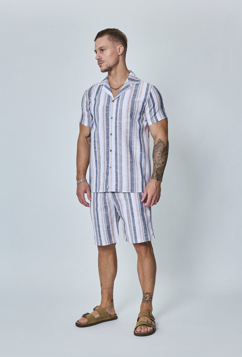 Ensemble chemise short a rayure lin - Frilivin