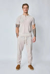 Ensemble polo pantalon uni effet lin - Frilivin