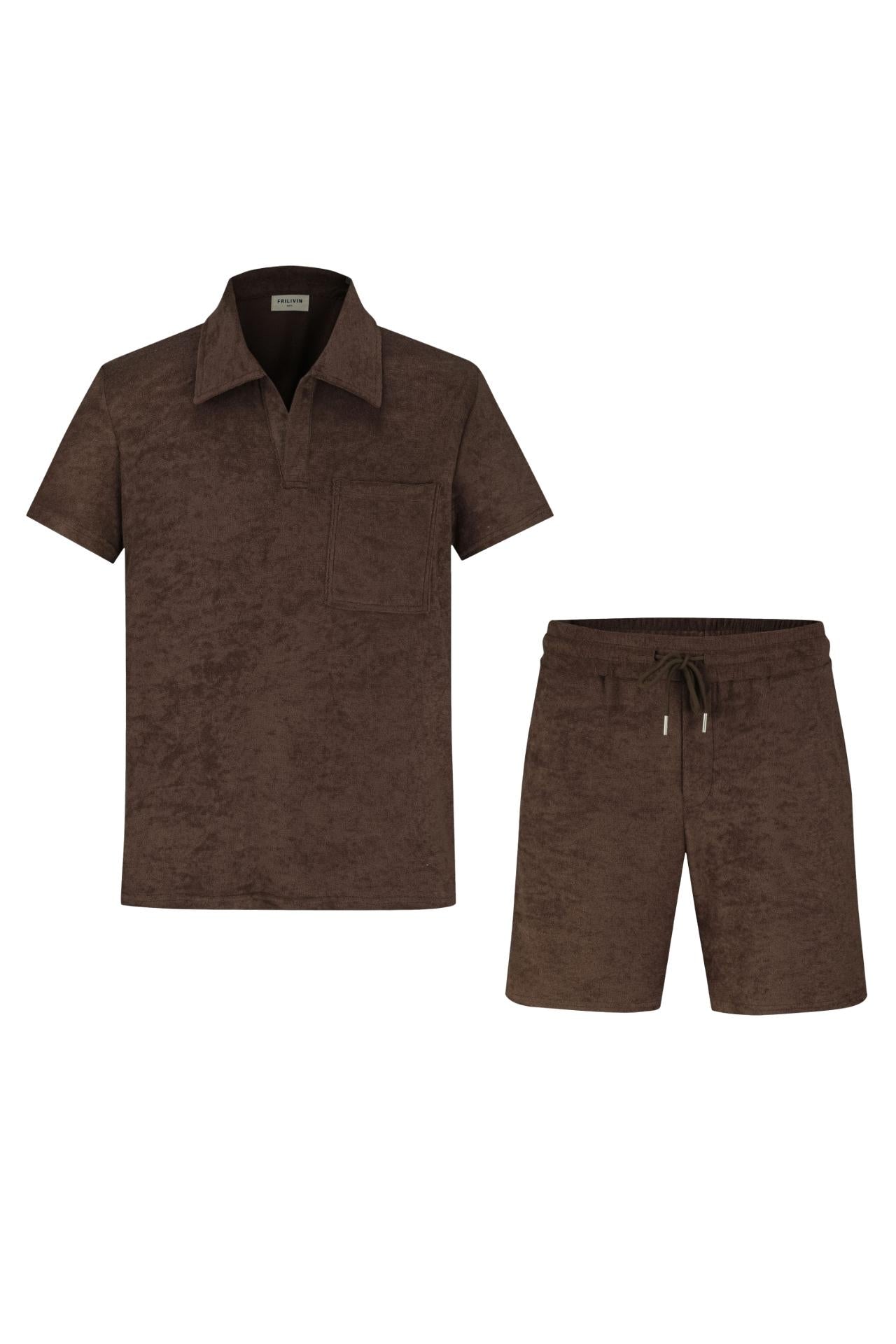 Textured polo shorts set – Frilivin