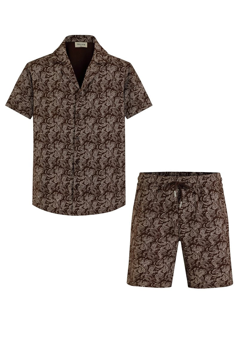 Ensemble short et chemise a motifs bandana - Frilivin