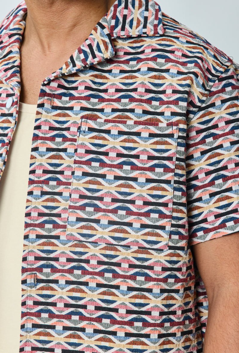 Ensemble short et chemise a motifs géométriques - Frilivin