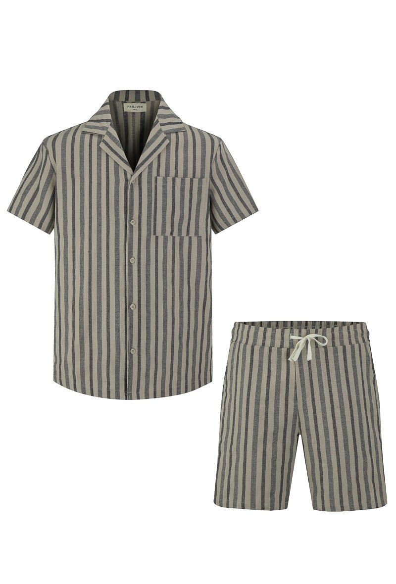 Ensemble short et chemise a rayures - Frilivin