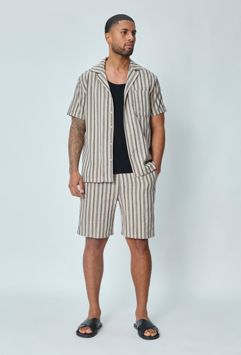 Ensemble short et chemise a rayures - Frilivin