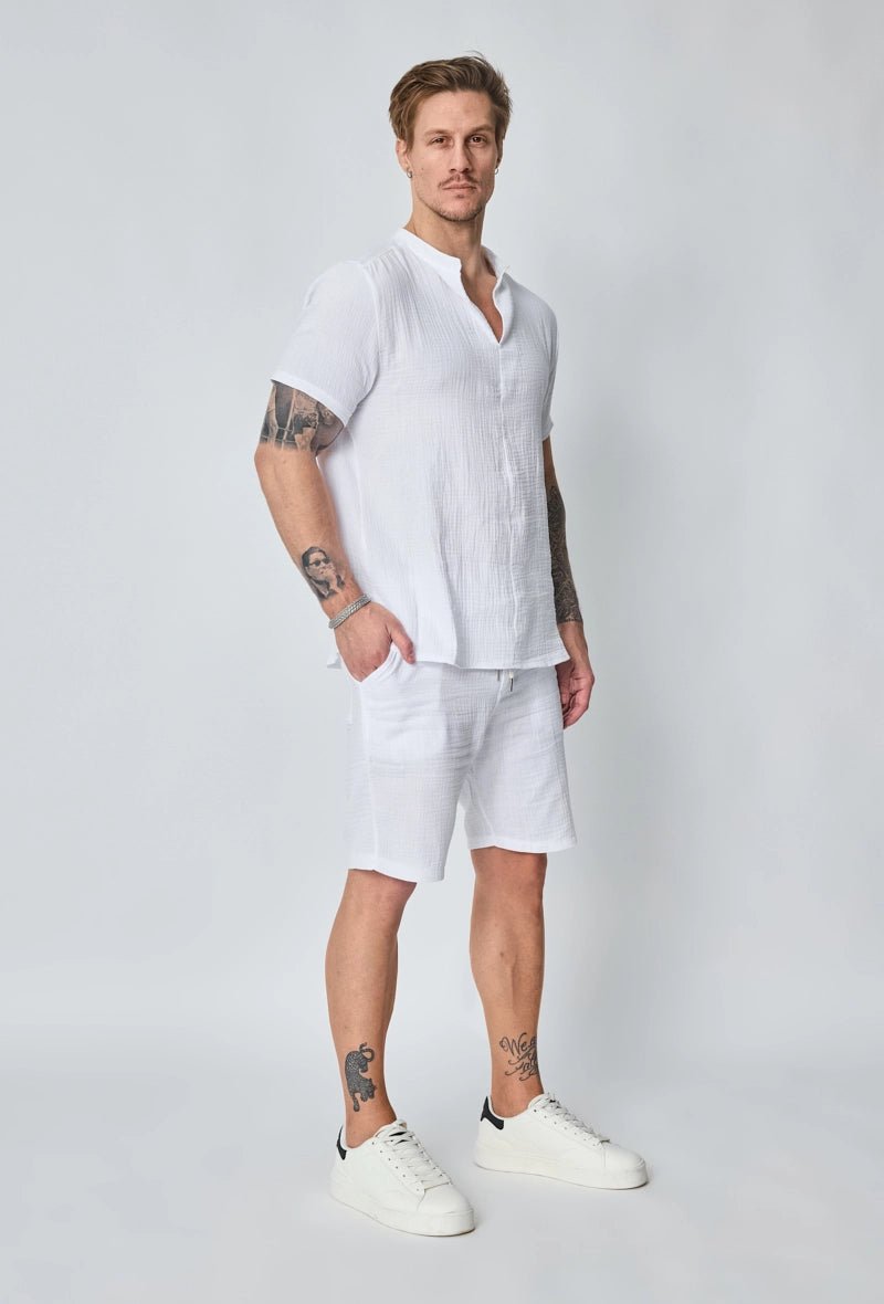 Ensemble t-shirt short uni gaz de coton - Frilivin