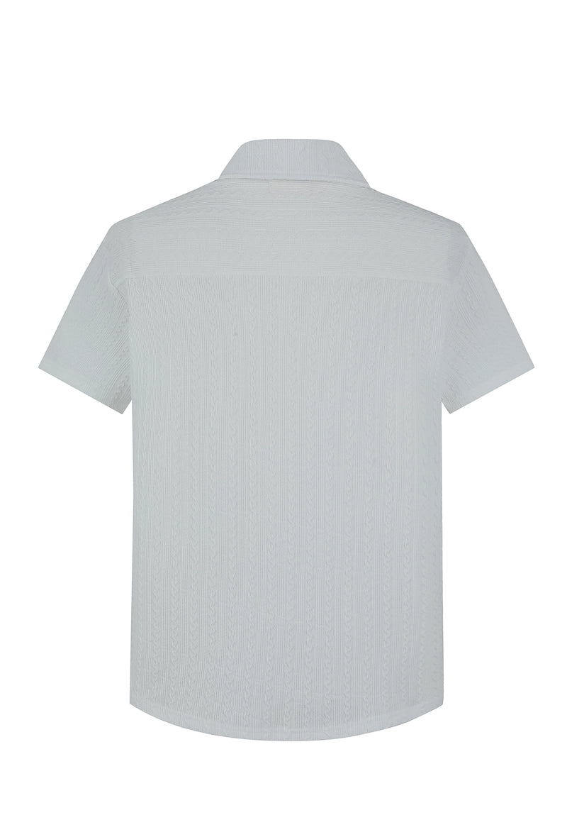 Ensemble texturé uni chemise manches courtes short - Frilivin