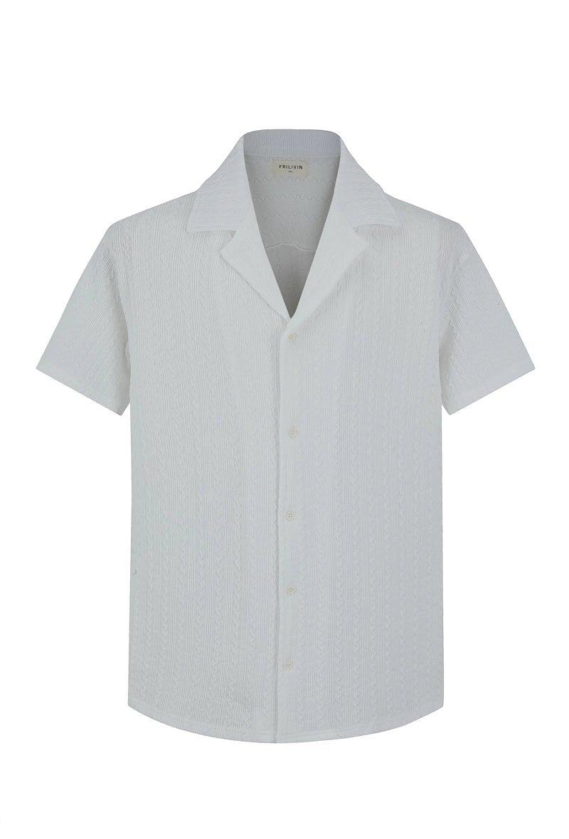 Ensemble texturé uni chemise manches courtes short - Frilivin