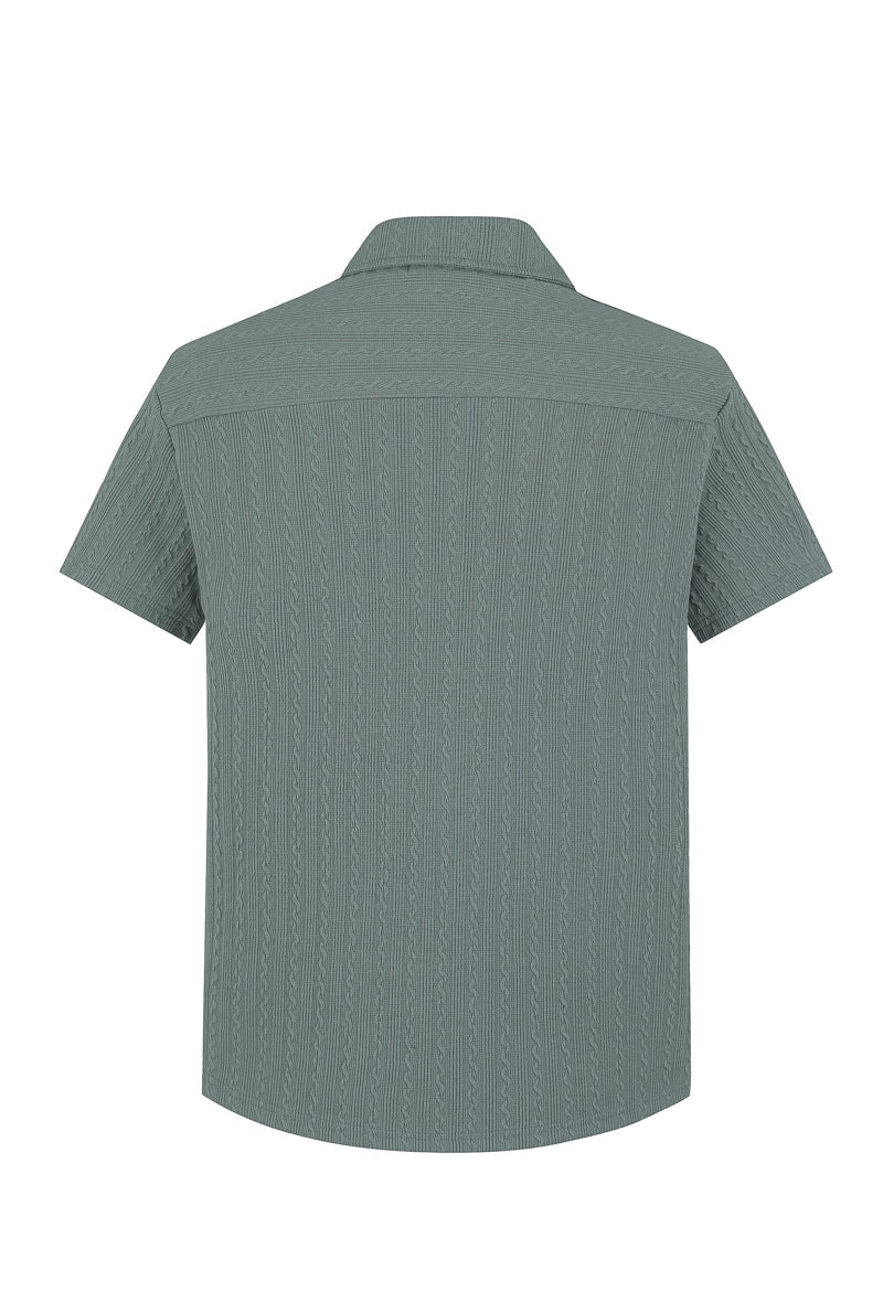 Ensemble texturé uni chemise manches courtes short - Frilivin