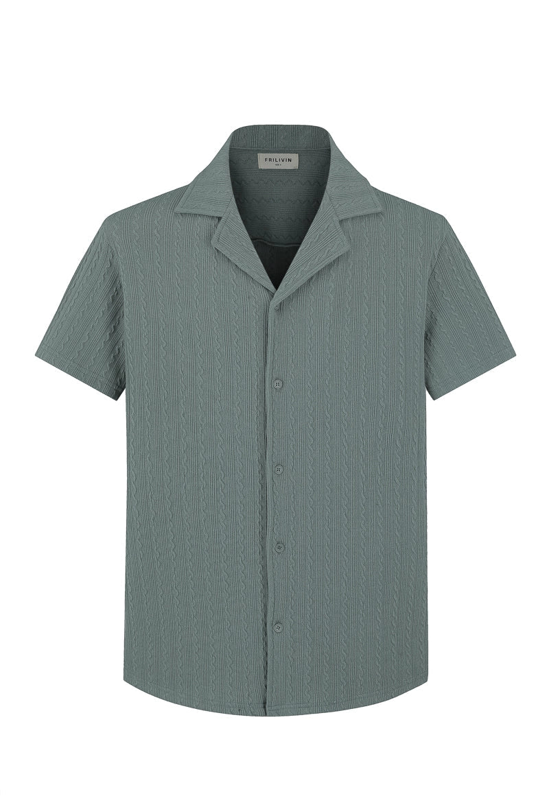 Ensemble texturé uni chemise manches courtes short - Frilivin