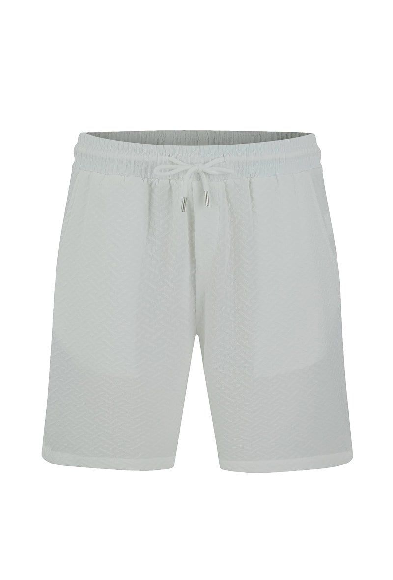 Ensemble uni chemise manches courtes short à motifs géométriques - Frilivin