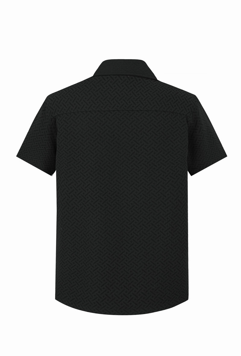 Ensemble uni chemise manches courtes short à motifs géométriques - Frilivin