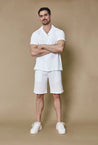 Ensemble uni chemise manches courtes short à motifs géométriques - Frilivin