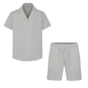 Ensemble uni chemise manches courtes short à motifs géométriques - Frilivin