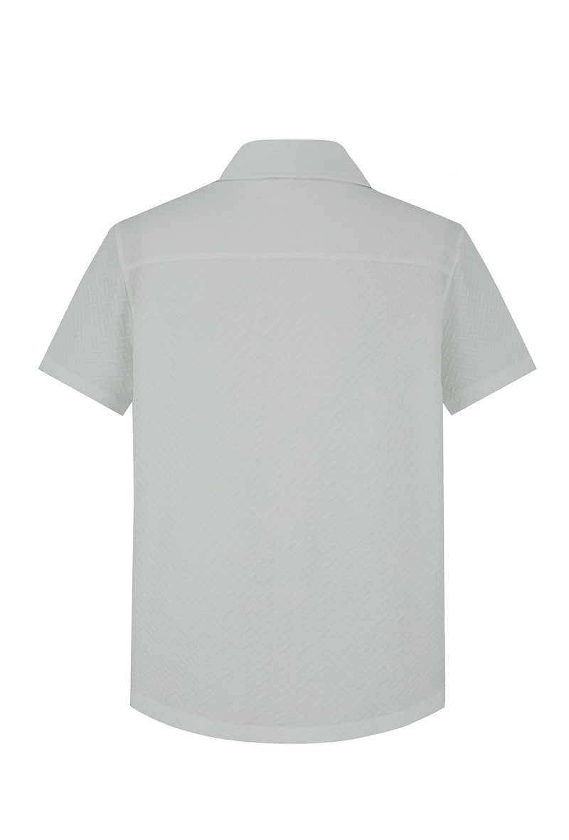 Ensemble uni chemise manches courtes short à motifs géométriques - Frilivin