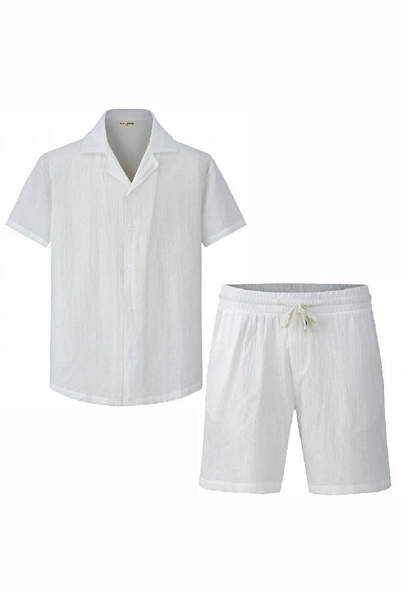 Ensemble uni décontracté chemise short - Frilivin