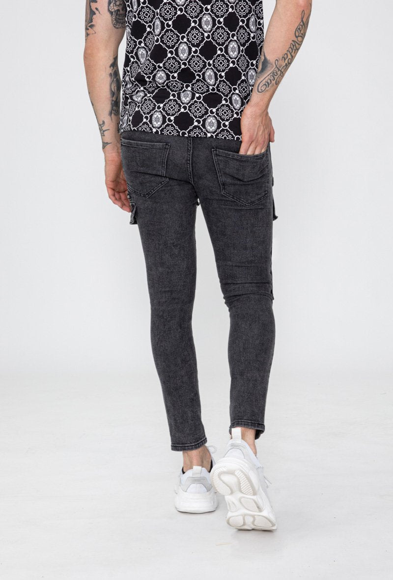 Jean skinny multipoches déchiré - Frilivin
