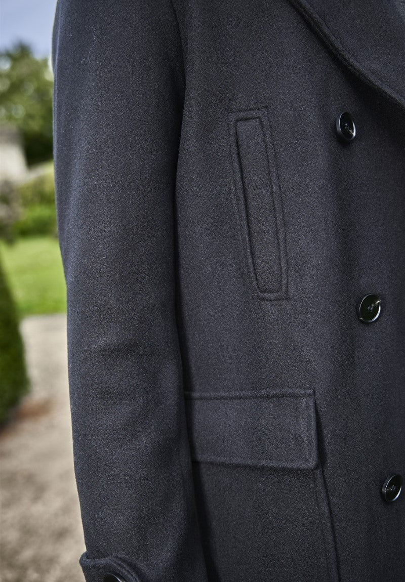 Manteau boutonné col à fourrure - Frilivin