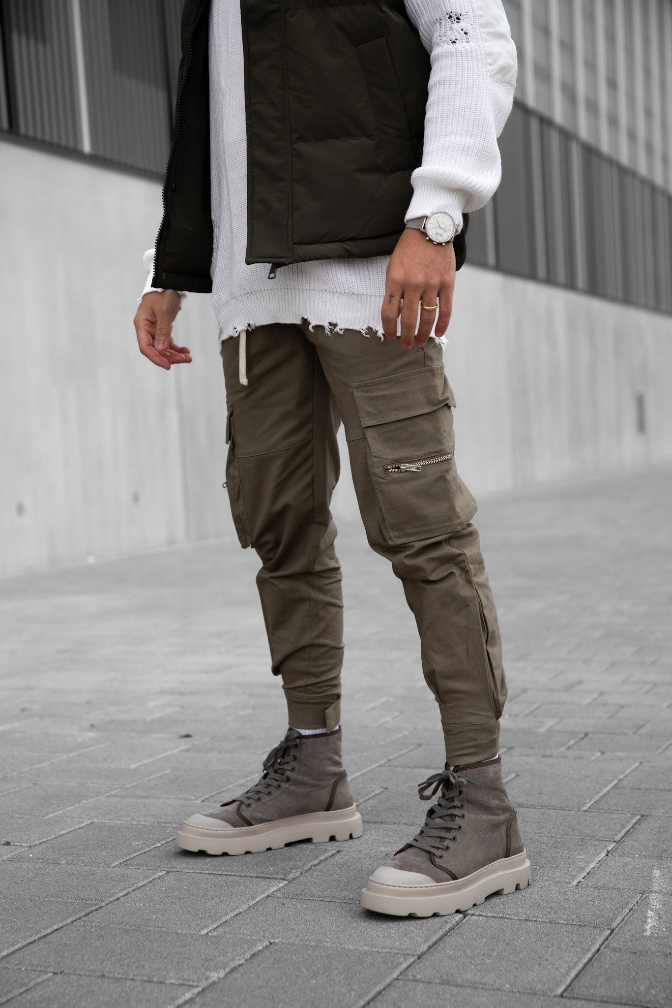 Pantalon cargo jogger avec détail zippé - Frilivin