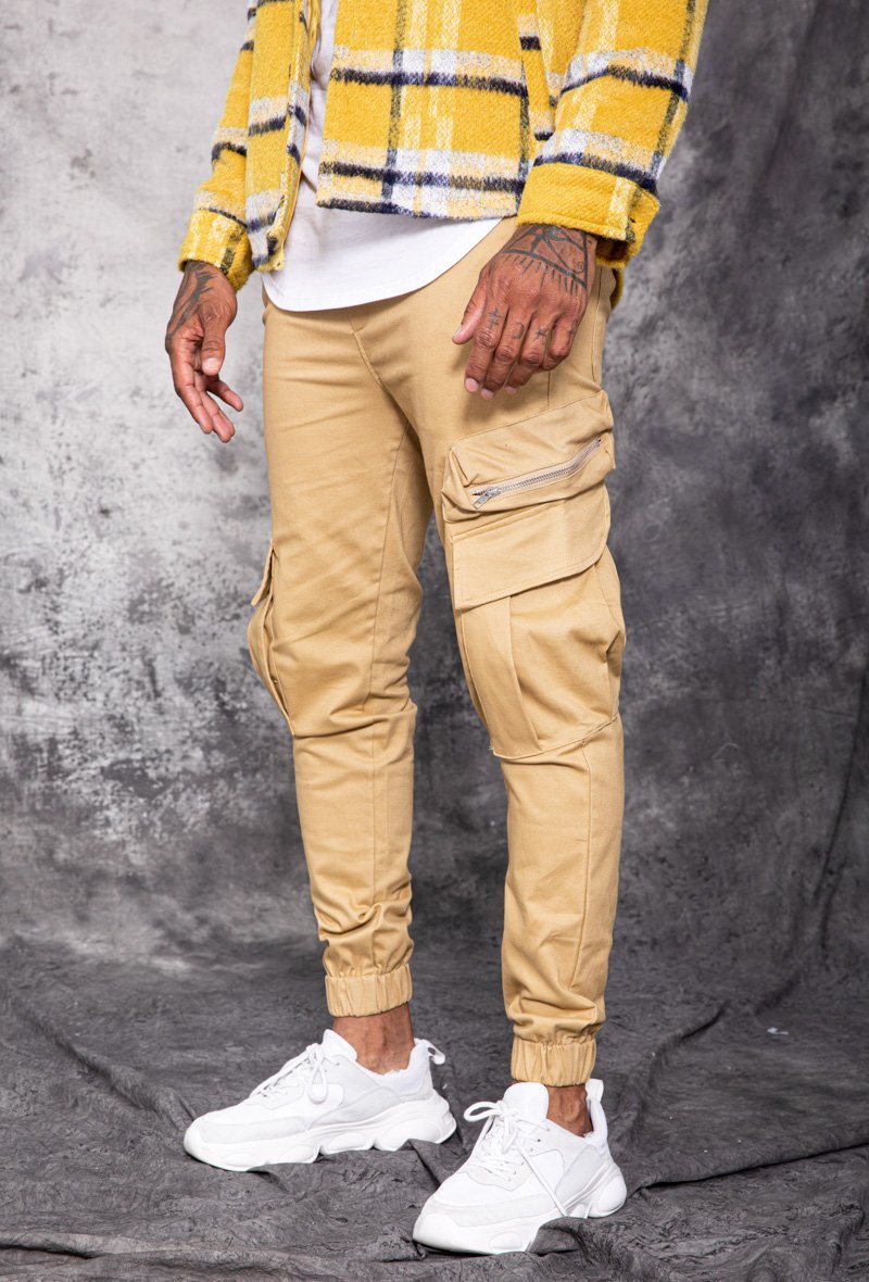 Yellow cargo joggers hotsell