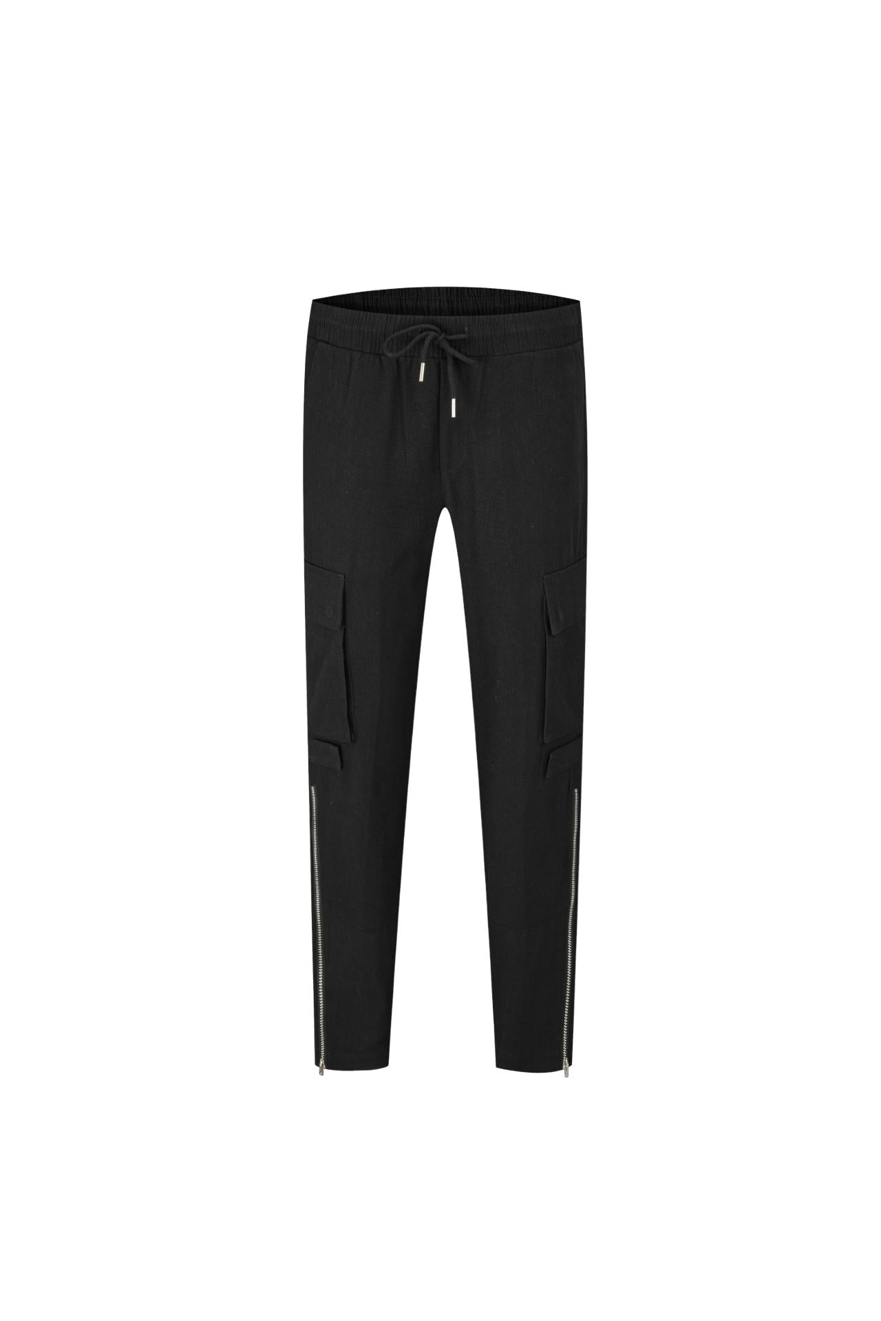 Pantalon cargo toile à fentes zippées - Frilivin